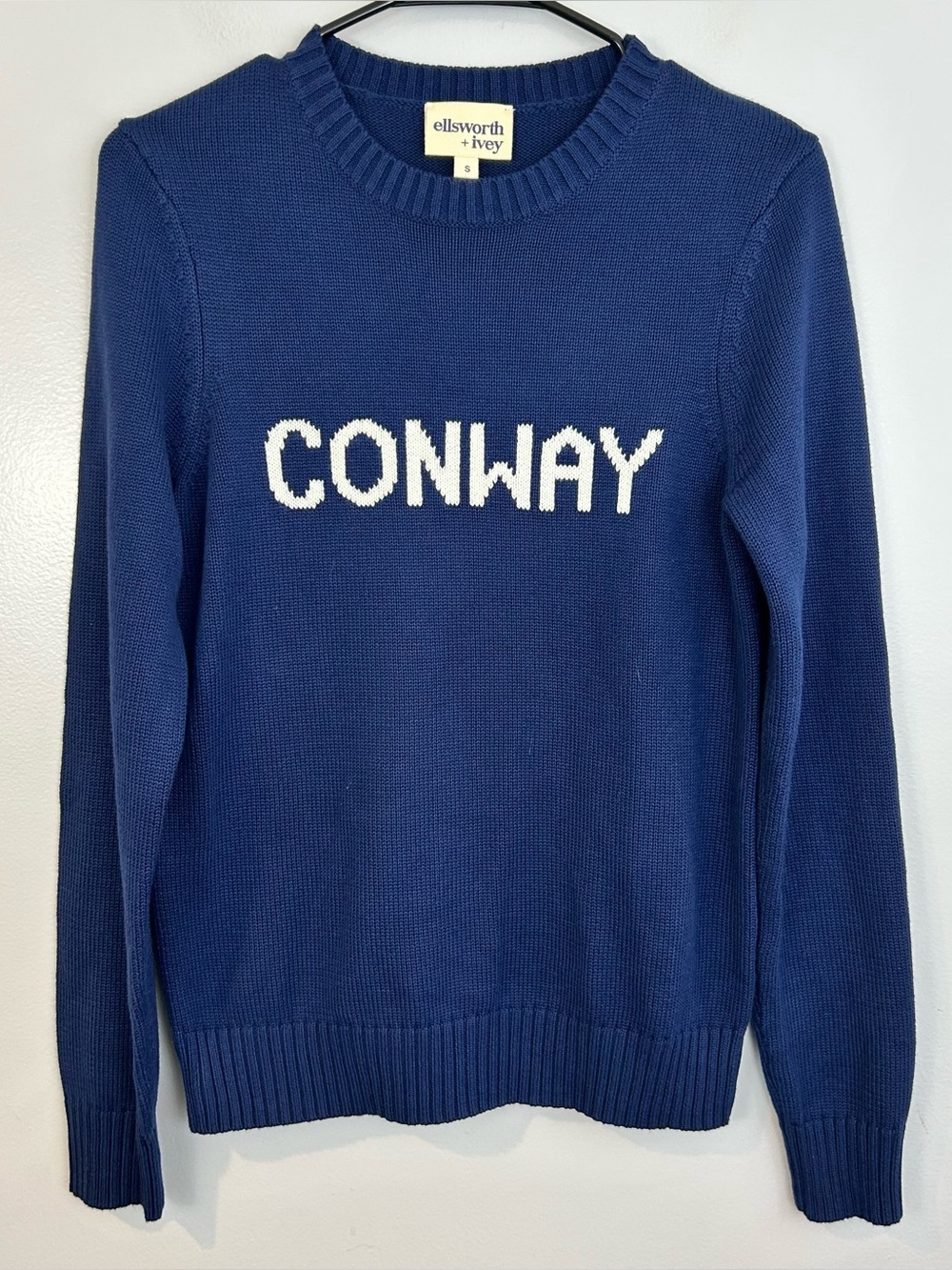 Ellsworth + Ivey Conway Blue/White Knit Crewneck Pullover Sweater Size Small